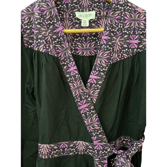 Allison New York Madison Full Wrap Black & Purple Maxi‎ Dress Size Medium - Picture 9 of 14